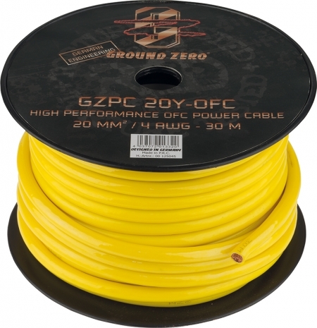 Кабель силовой GROUND ZERO GZPC 20Y OFC (4AWG, желтый)
