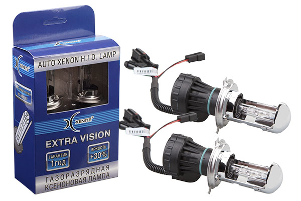 Лампа ксеноновая Xenite (H4 H/L 6000K) EXTRA VISION +30% 2шт